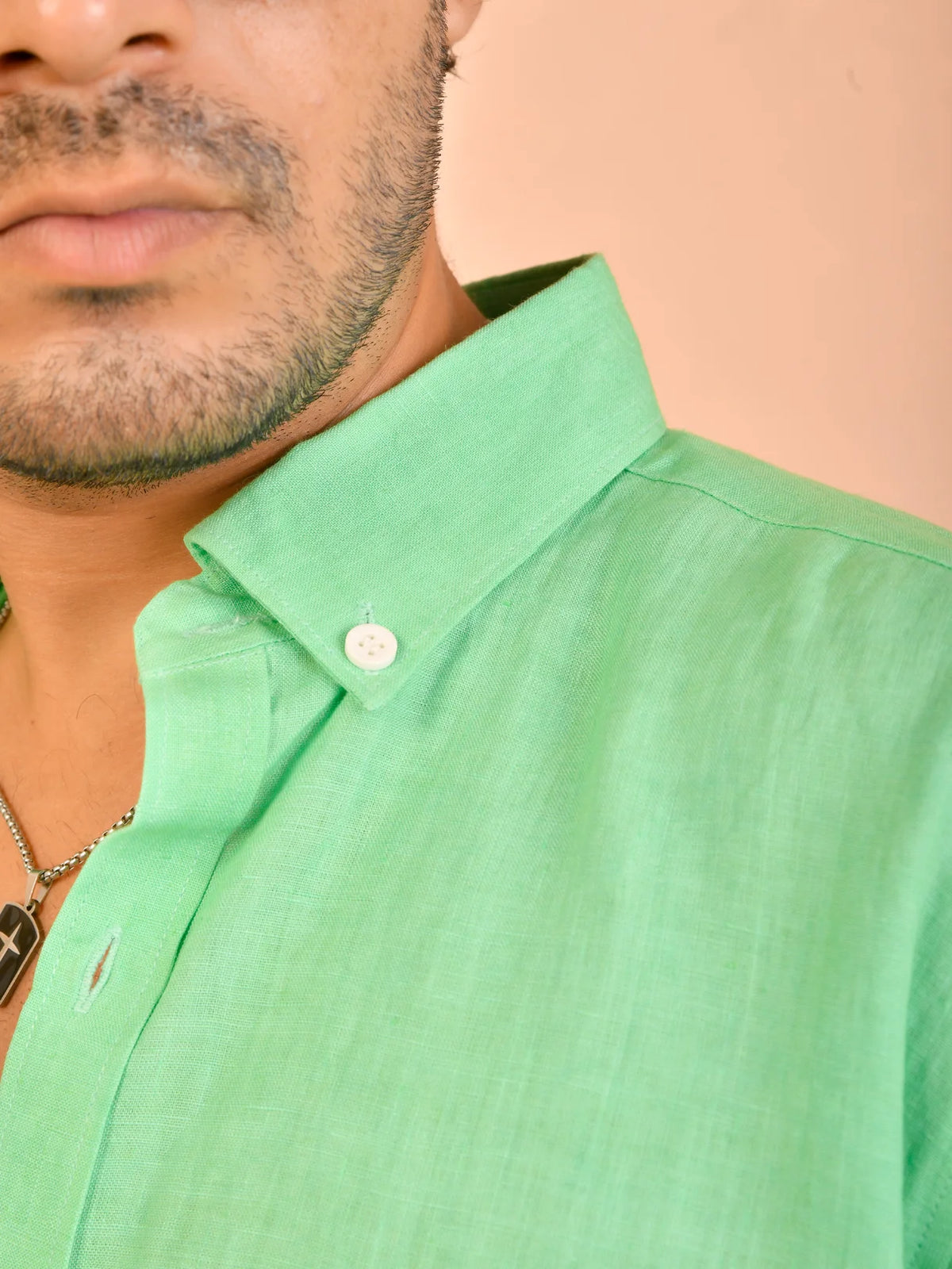 Solid Mint Green Pure Linen Shirt