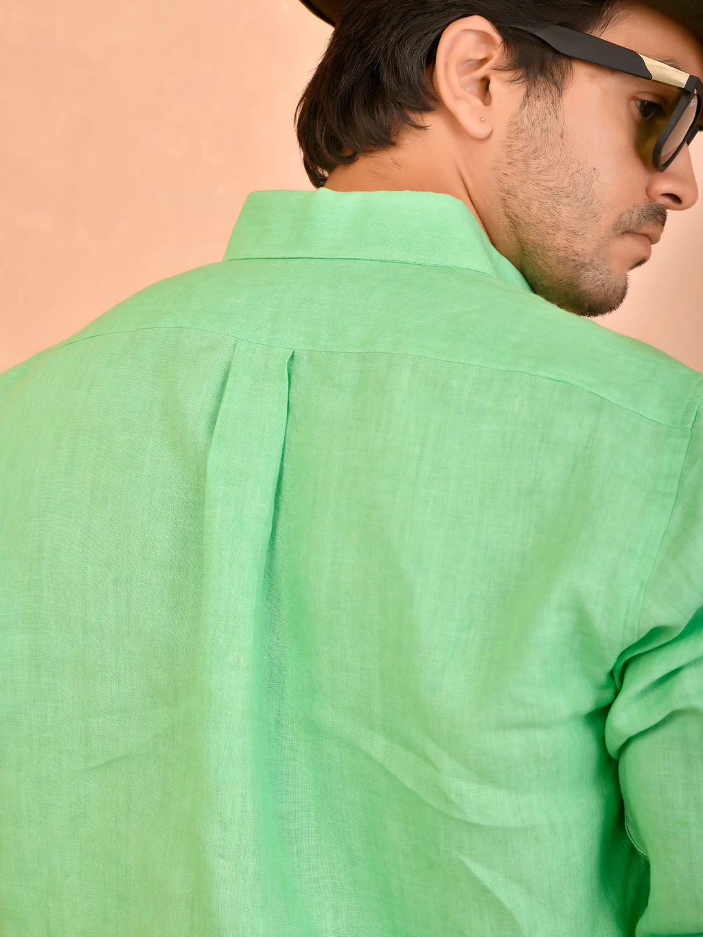Solid Mint Green Pure Linen Shirt