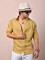 Bandhej Mustard Ochre Pure Linen Shirt