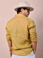 Bandhej Mustard Ochre Pure Linen Shirt