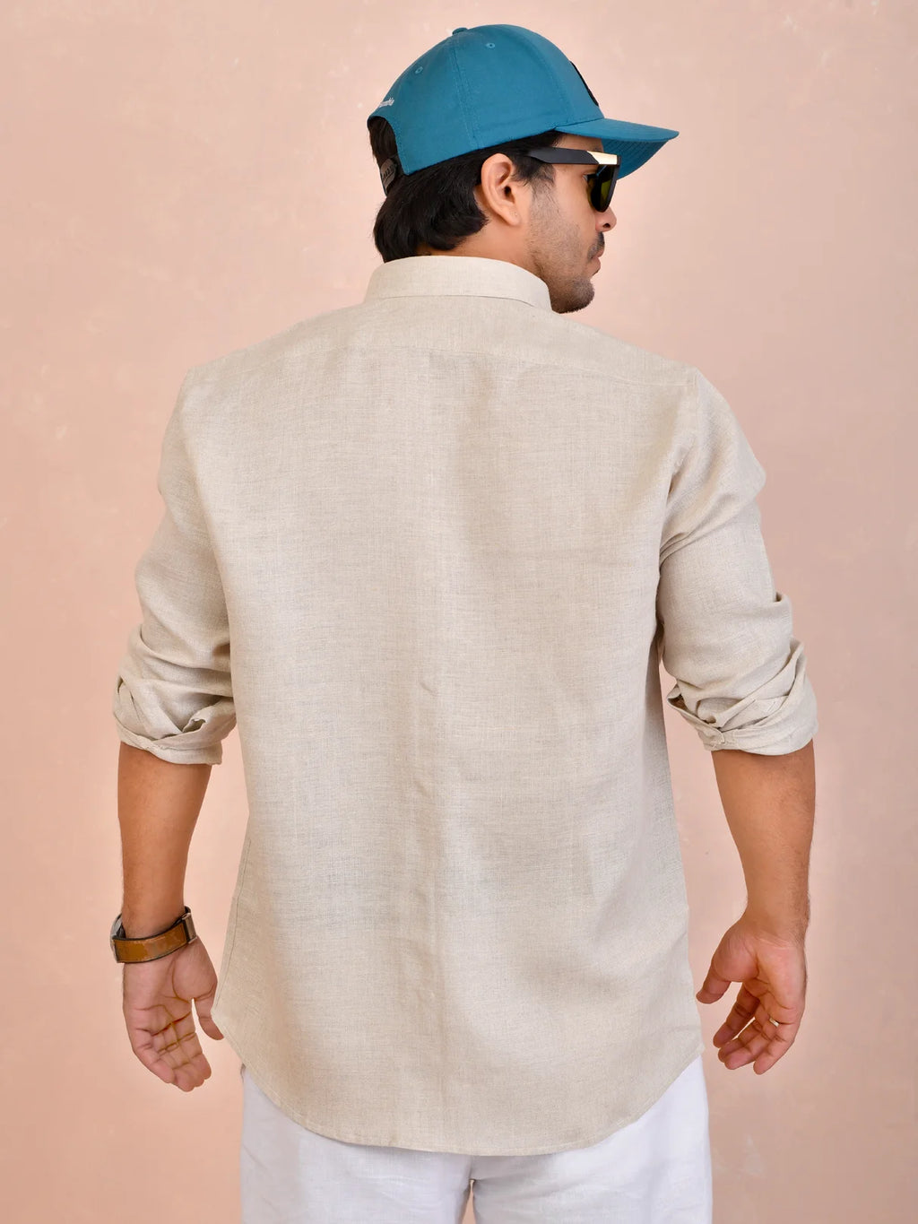 Solid Oatmeal Beige Pure Linen Shirt
