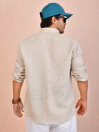 Solid Oatmeal Beige Pure Linen Shirt