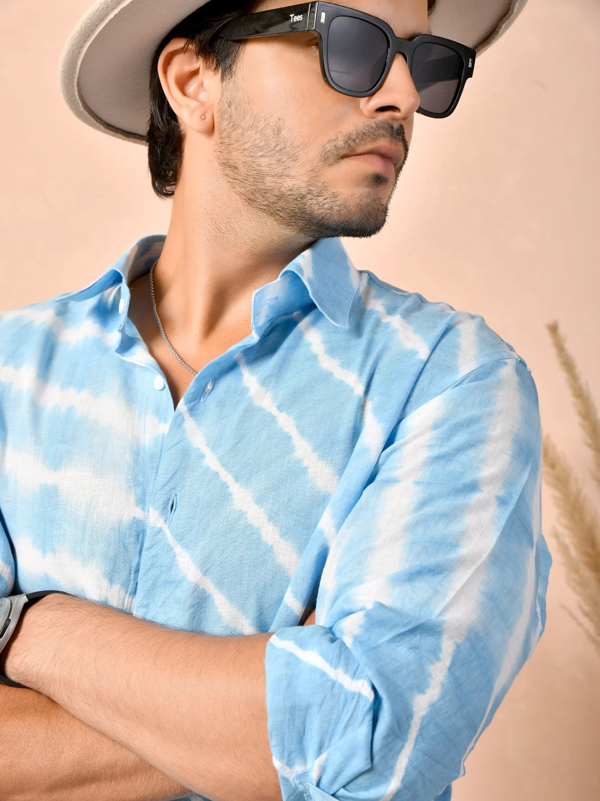 Leheriya Powder Blue Pure Linen Shirt