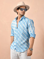 Leheriya Powder Blue Pure Linen Shirt