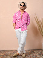 Leheriya Rani Pink Pure Linen Shirt