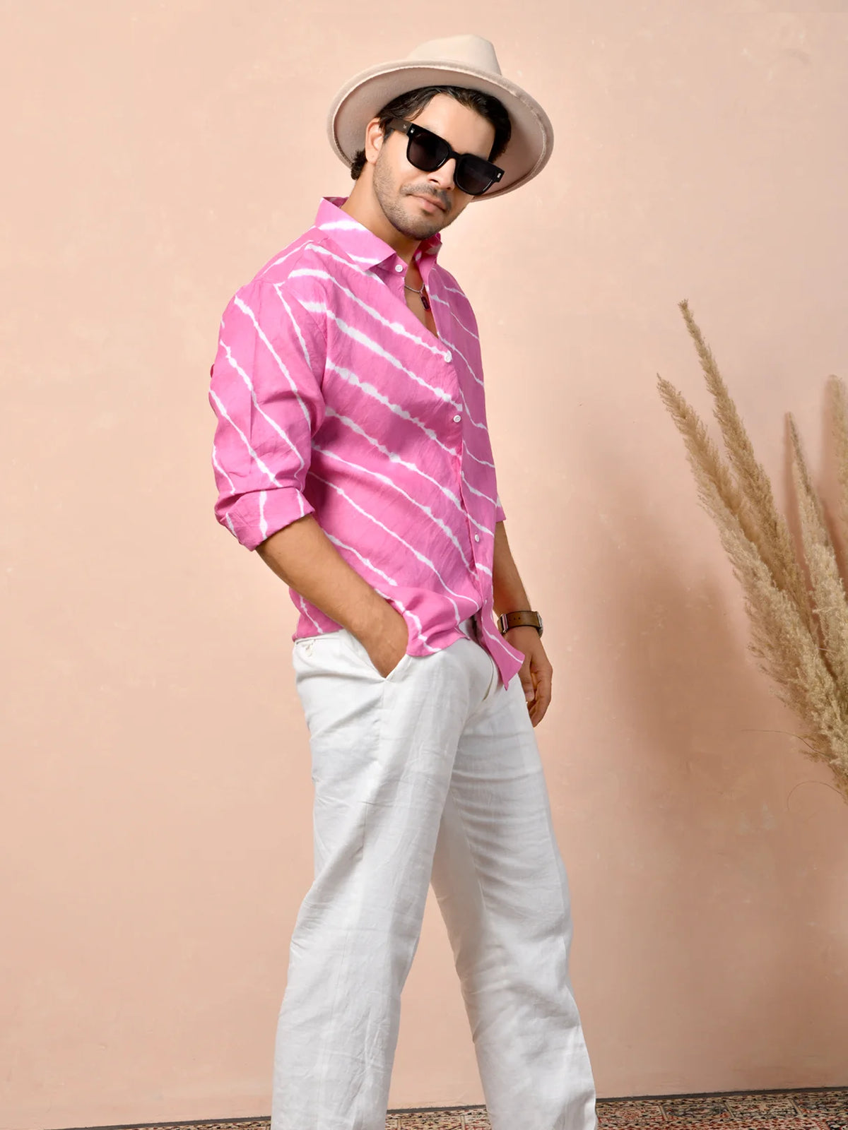Leheriya Rani Pink Pure Linen Shirt