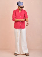 Solid Raspberry Pink Pure Linen Shirt