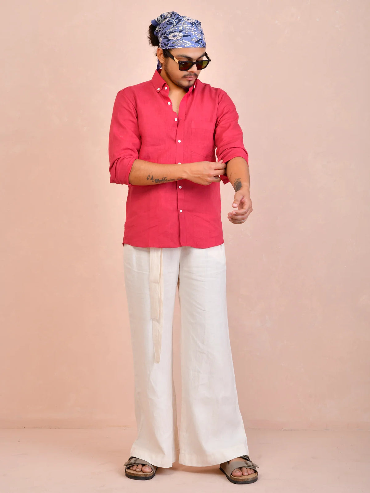 Solid Raspberry Pink Pure Linen Shirt