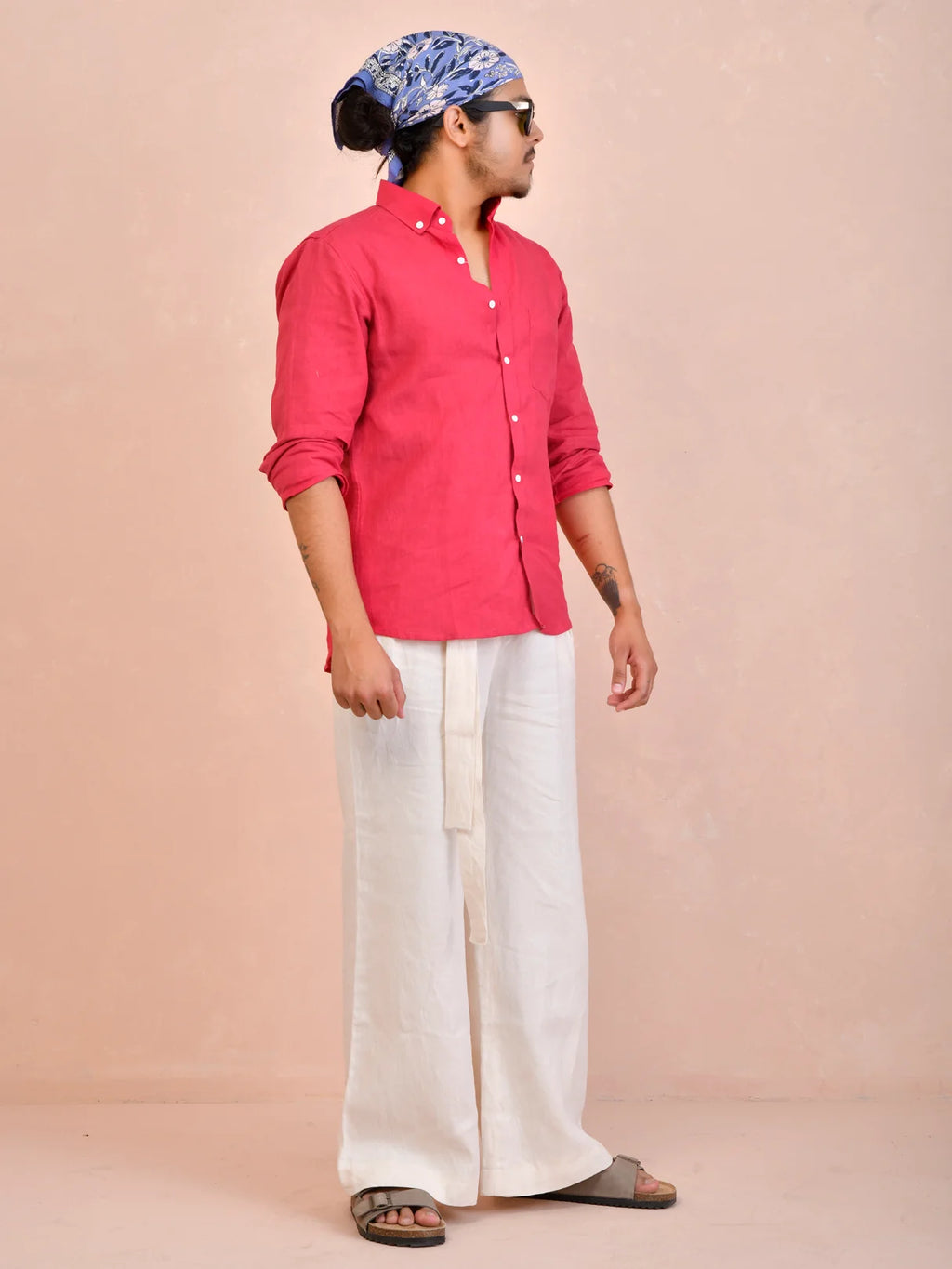 Solid Raspberry Pink Pure Linen Shirt