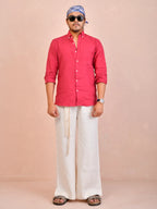 Solid Raspberry Pink Pure Linen Shirt