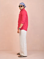 Solid Raspberry Pink Pure Linen Shirt