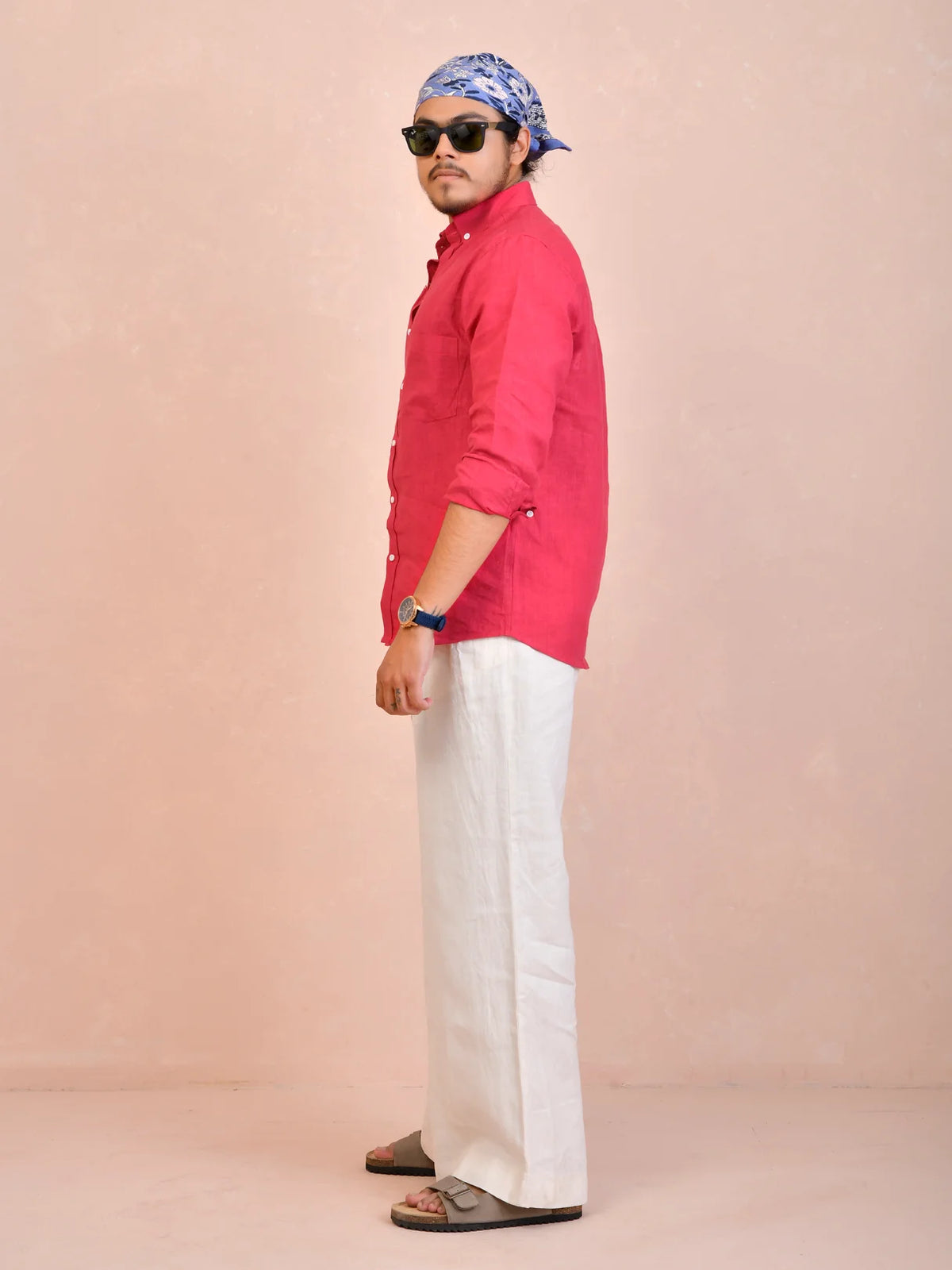 Solid Raspberry Pink Pure Linen Shirt
