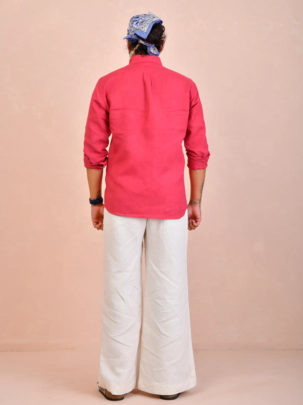 Solid Raspberry Pink Pure Linen Shirt