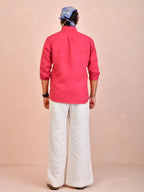 Solid Raspberry Pink Pure Linen Shirt