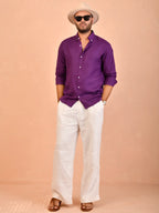 Solid Rich Purple Pure Linen Shirt