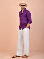 Solid Rich Purple Pure Linen Shirt