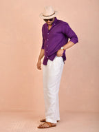 Solid Rich Purple Pure Linen Shirt