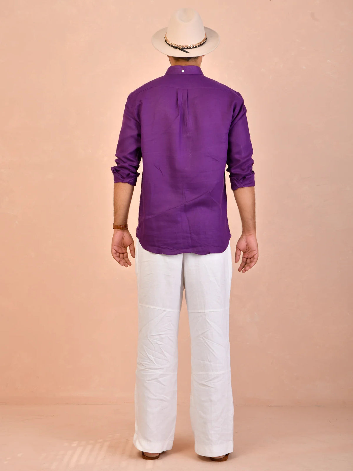Solid Rich Purple Pure Linen Shirt