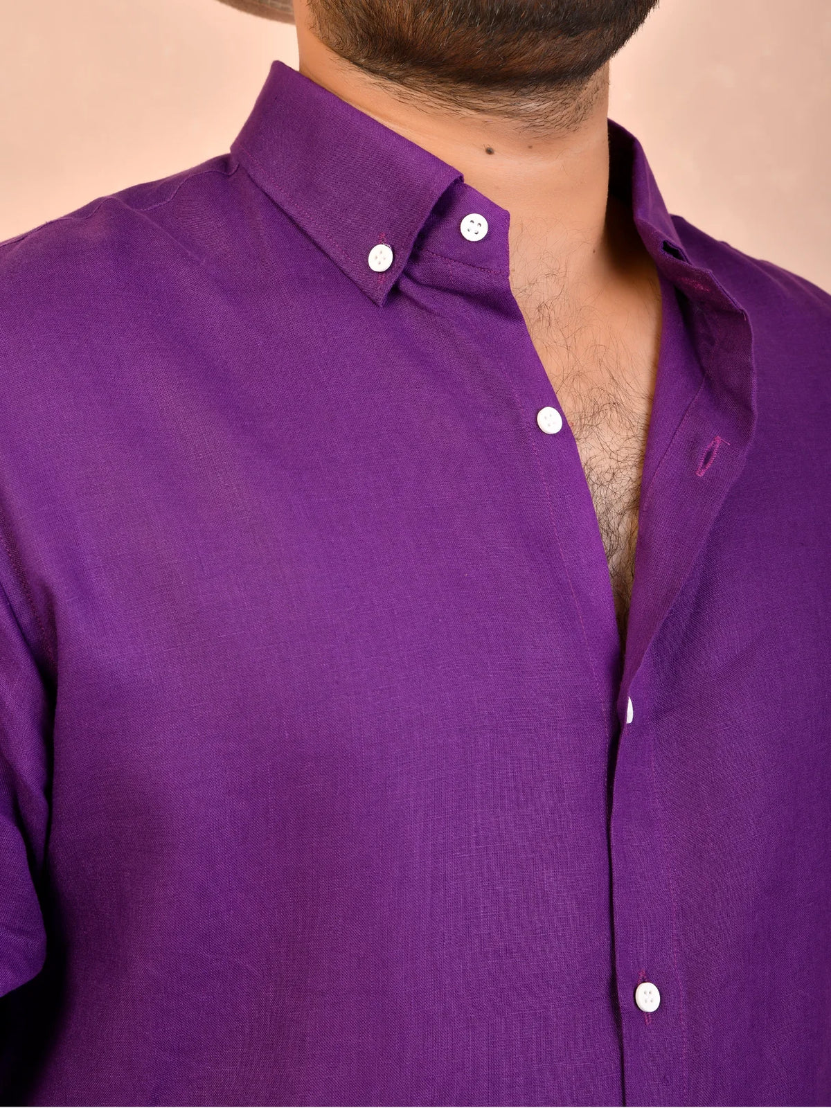 Solid Rich Purple Pure Linen Shirt