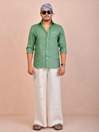 Solid Sage Green Pure Linen Shirt