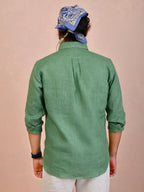 Solid Sage Green Pure Linen Shirt