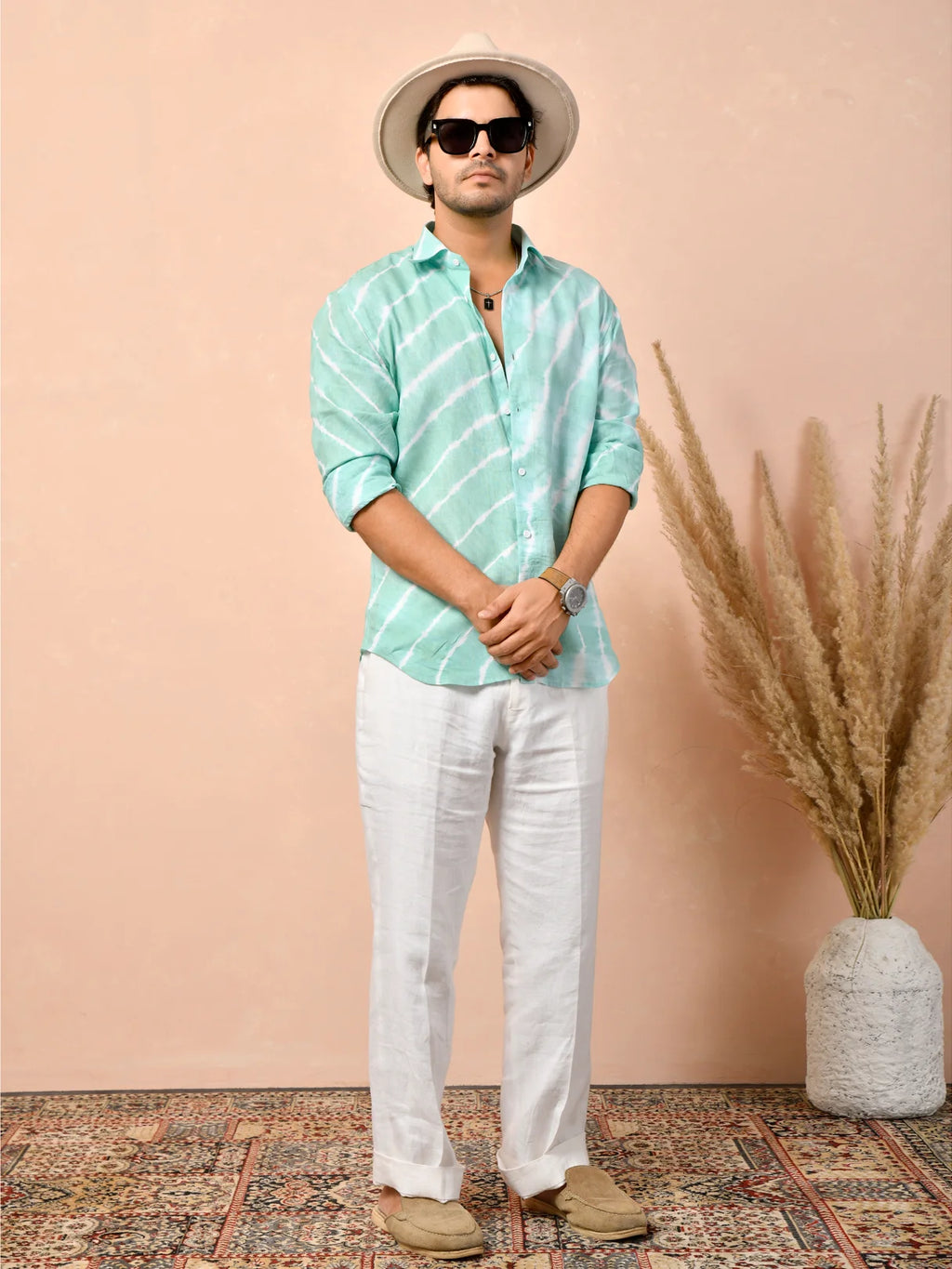 Leheriya Seafoam Mint Pure Linen Shirt