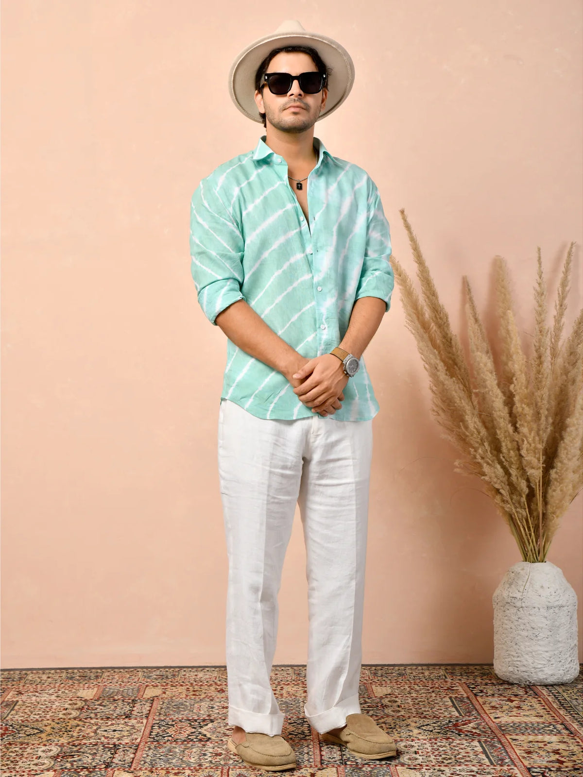 Leheriya Seafoam Mint Pure Linen Shirt