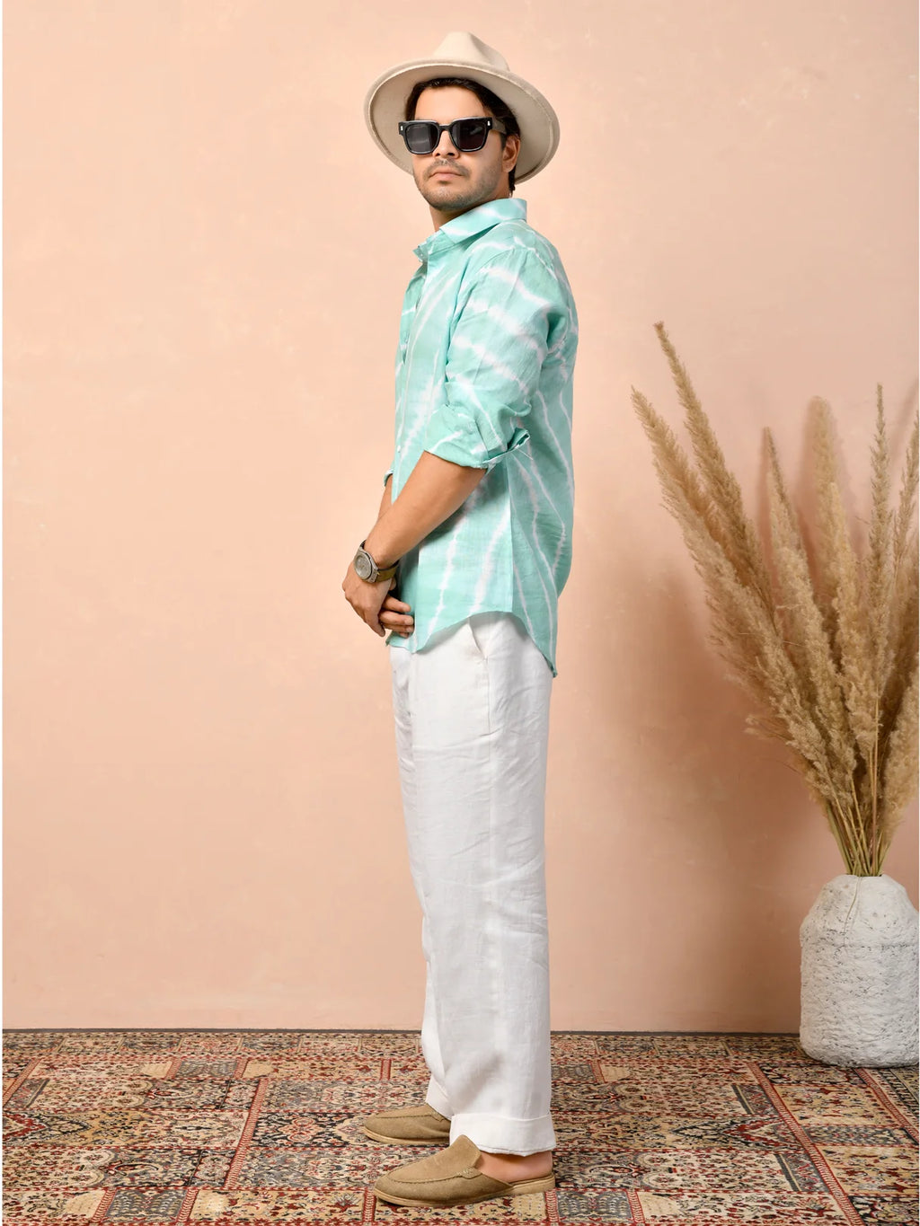 Leheriya Seafoam Mint Pure Linen Shirt
