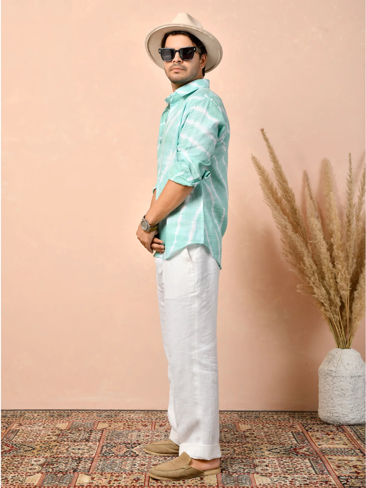 Leheriya Seafoam Mint Pure Linen Shirt