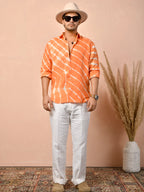 Leheriya Tangerine Orange Pure Linen Shirt