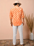 Leheriya Tangerine Orange Pure Linen Shirt