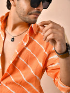 Leheriya Tangerine Orange Pure Linen Shirt