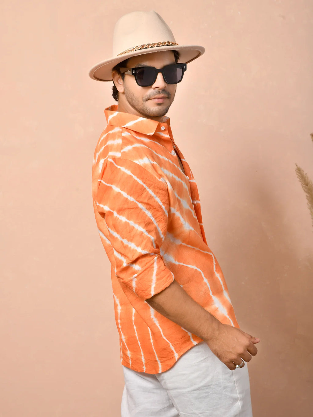 Leheriya Tangerine Orange Pure Linen Shirt