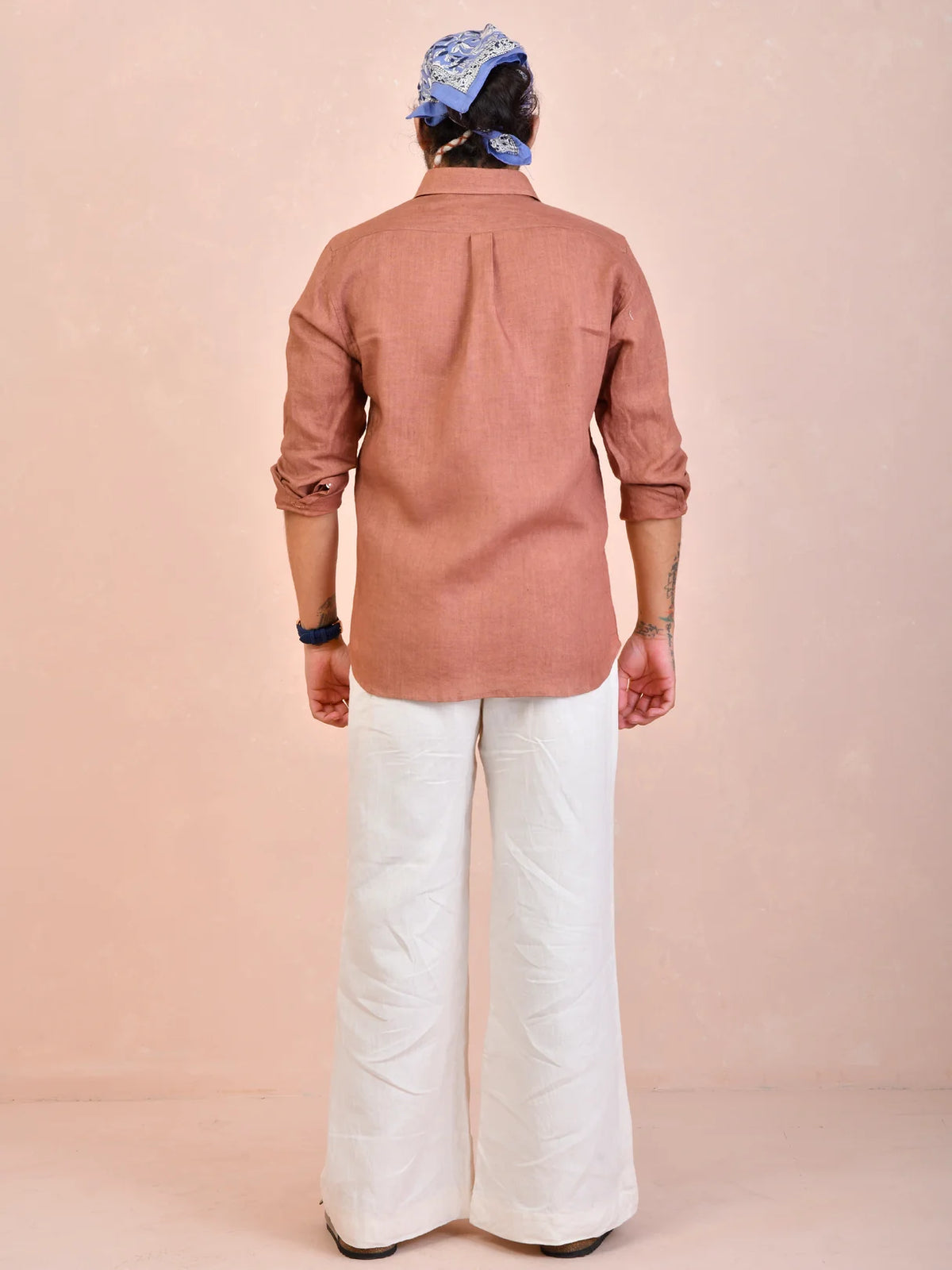Solid Terracotta Brown Pure Linen Shirt