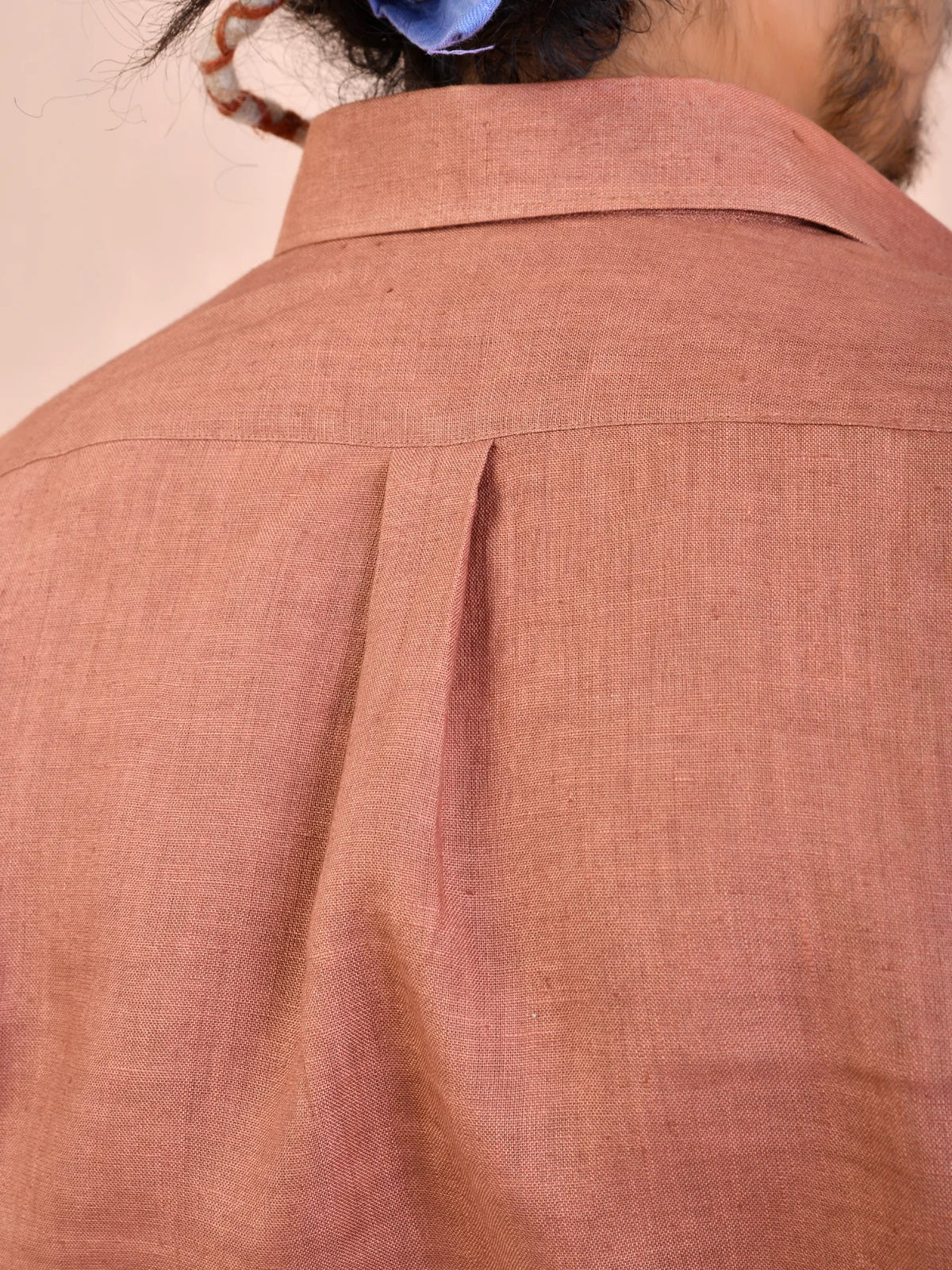 Solid Terracotta Brown Pure Linen Shirt