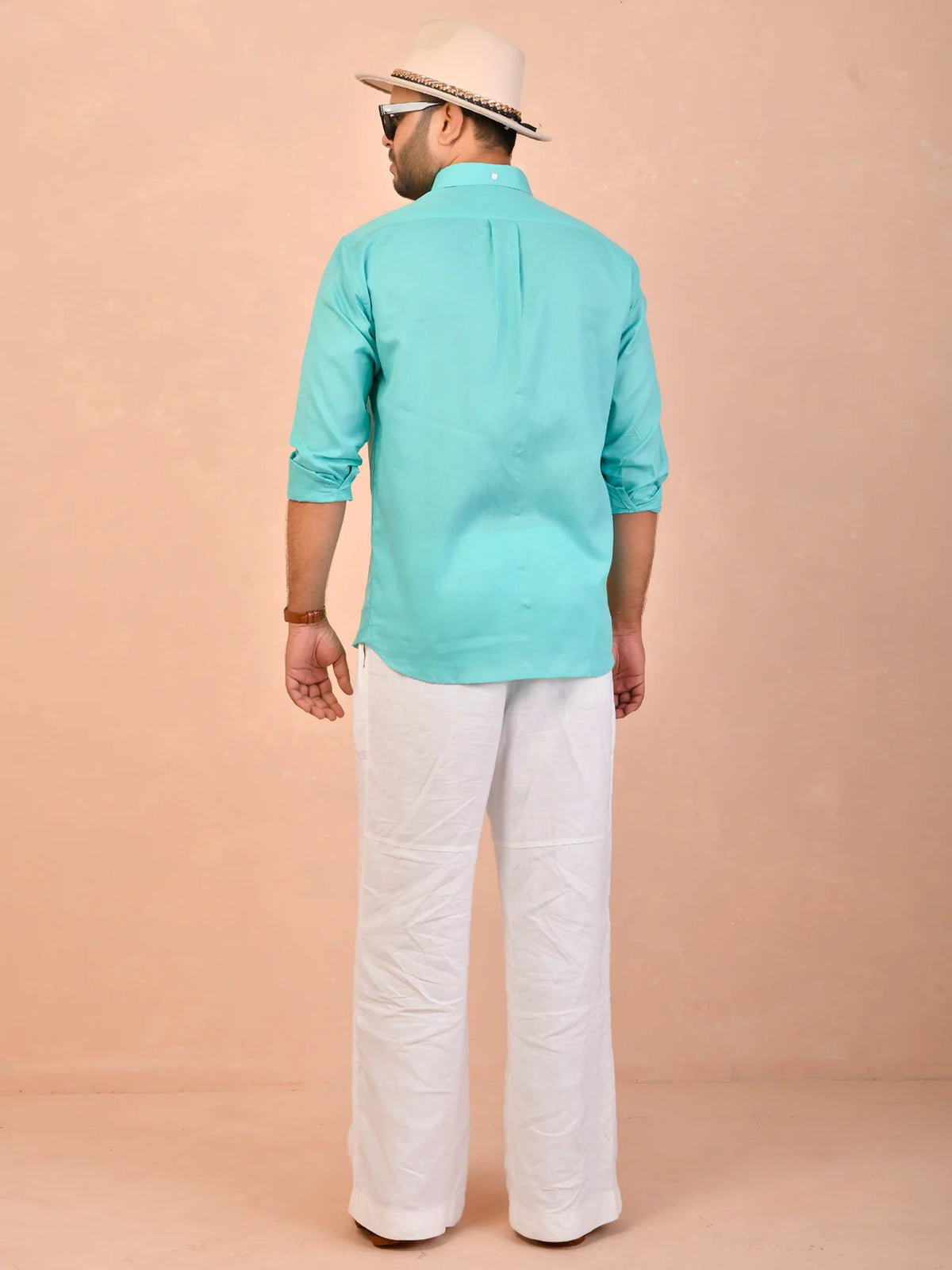 Solid Tiffany Blue Pure Linen Shirt