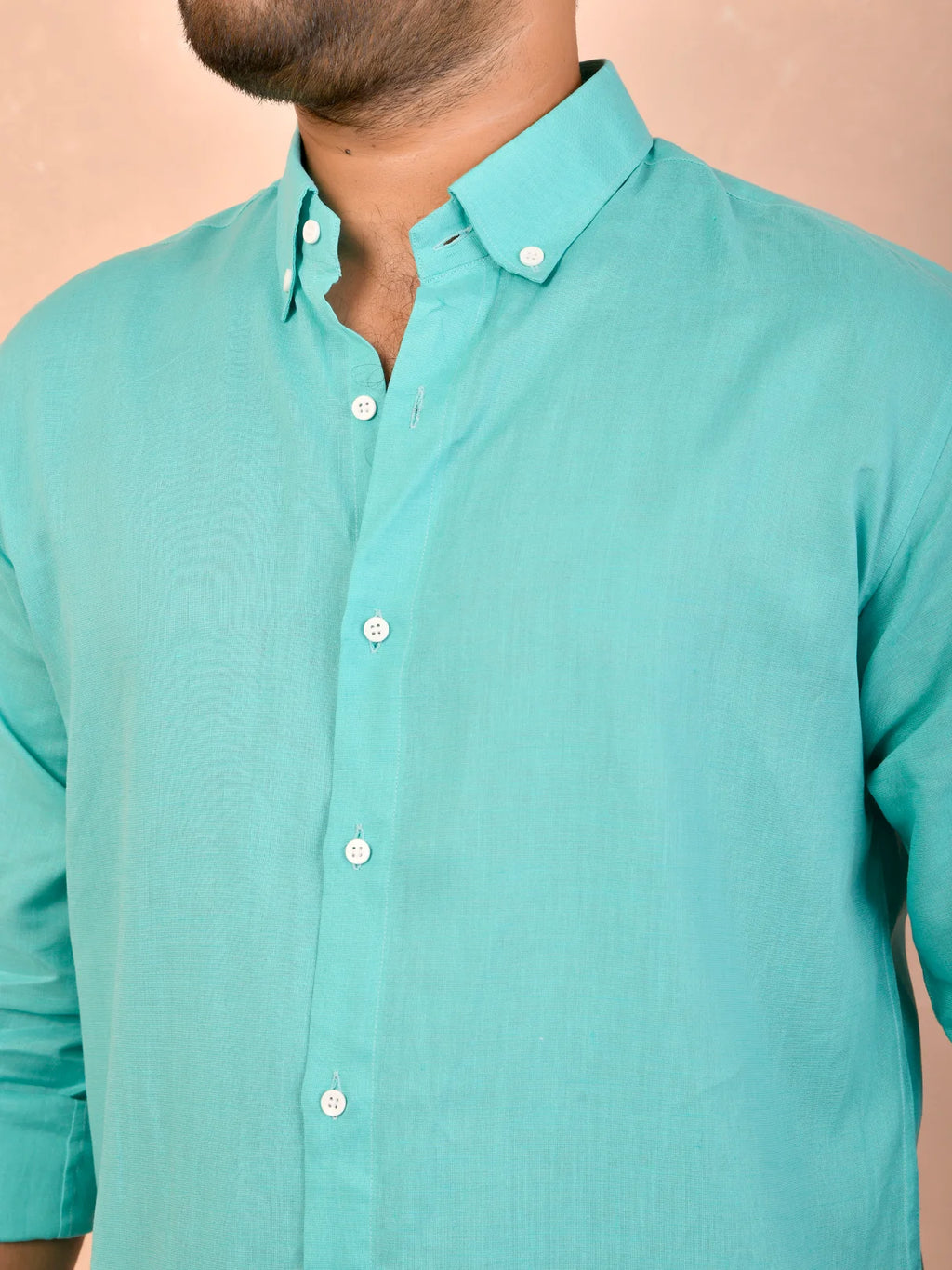 Solid Tiffany Blue Pure Linen Shirt
