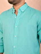 Solid Tiffany Blue Pure Linen Shirt