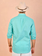 Solid Tiffany Blue Pure Linen Shirt