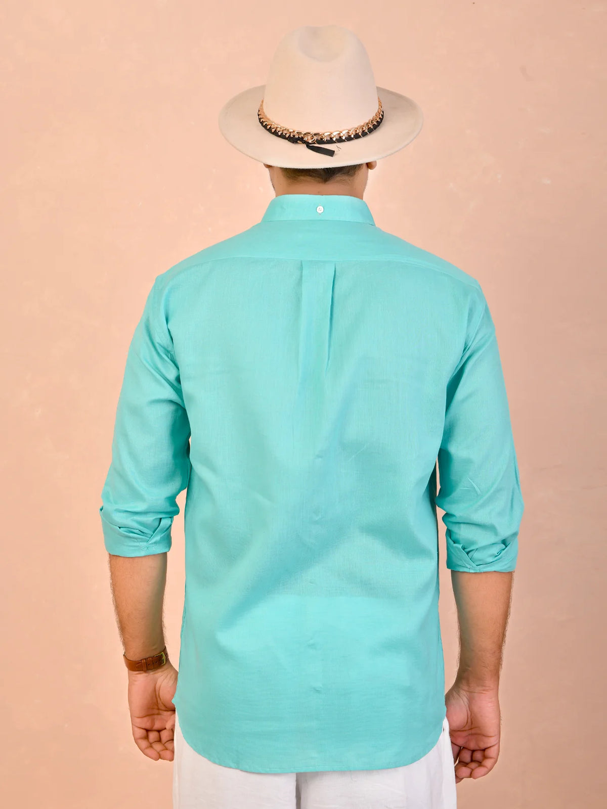 Solid Tiffany Blue Pure Linen Shirt