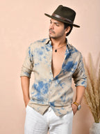 Tie & Dye Warm Beige Pure Linen Shirt
