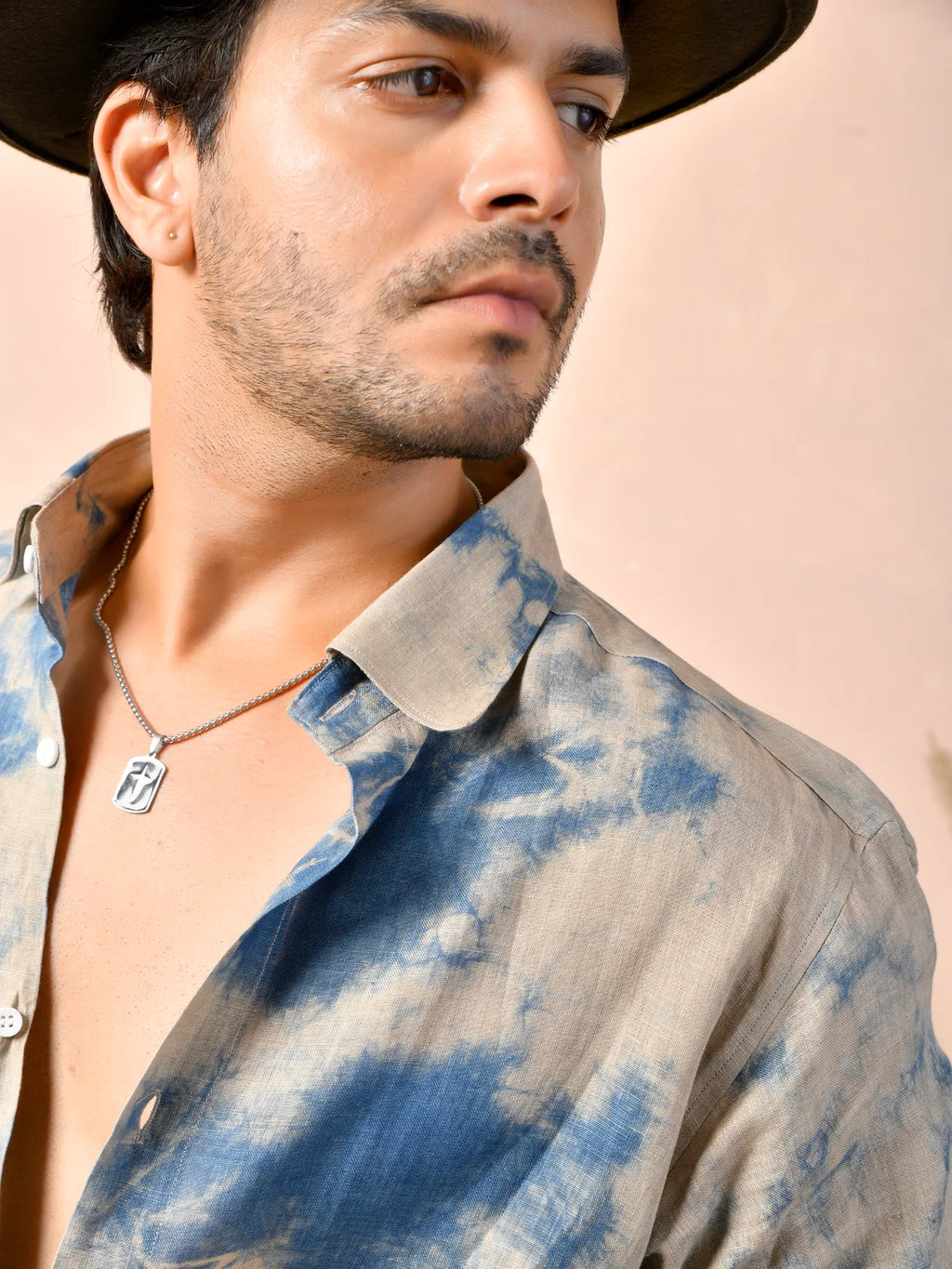 Tie & Dye Warm Beige Pure Linen Shirt