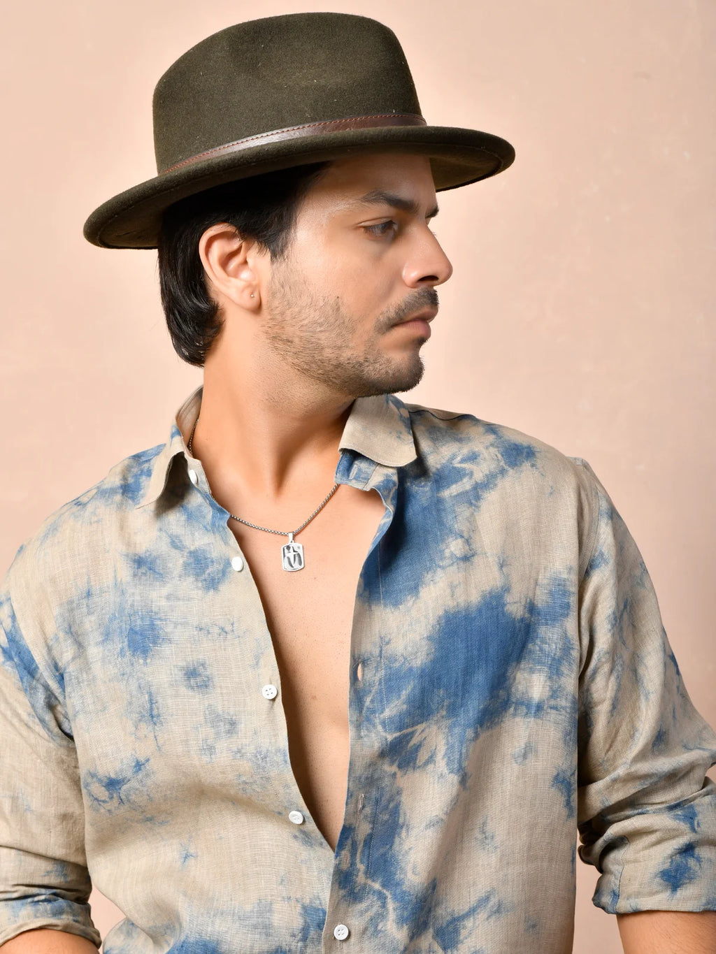 Tie & Dye Warm Beige Pure Linen Shirt