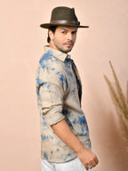 Tie & Dye Warm Beige Pure Linen Shirt