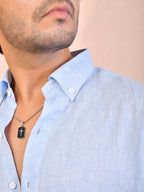 Solid Baby Blue Pure Linen Shirt