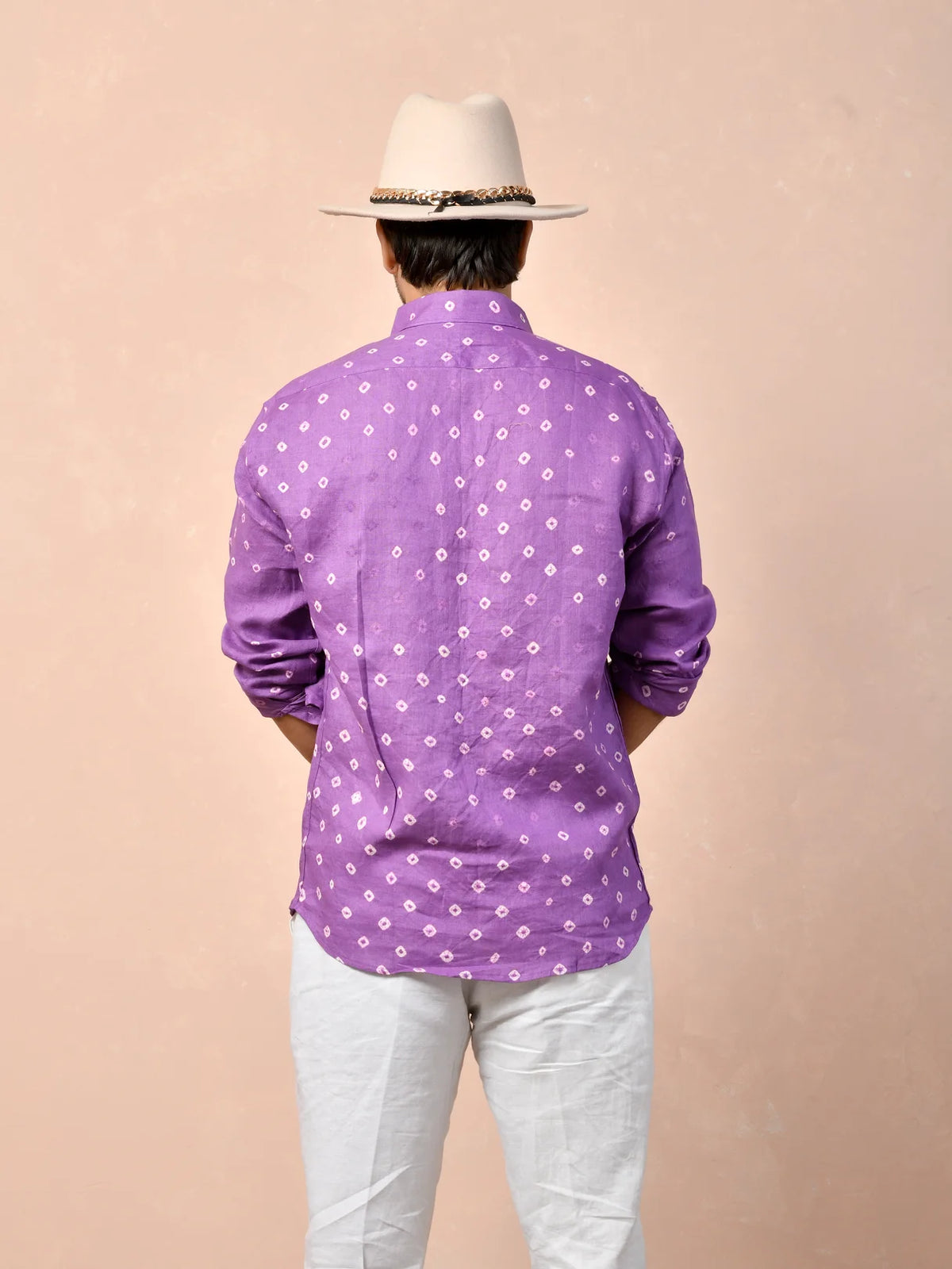 Bandhani Amethyst Purple Pure Linen Shirt