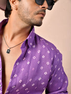 Bandhani Amethyst Purple Pure Linen Shirt
