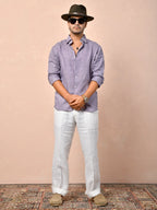 Bandhani Lavender Gray Pure Linen Shirt