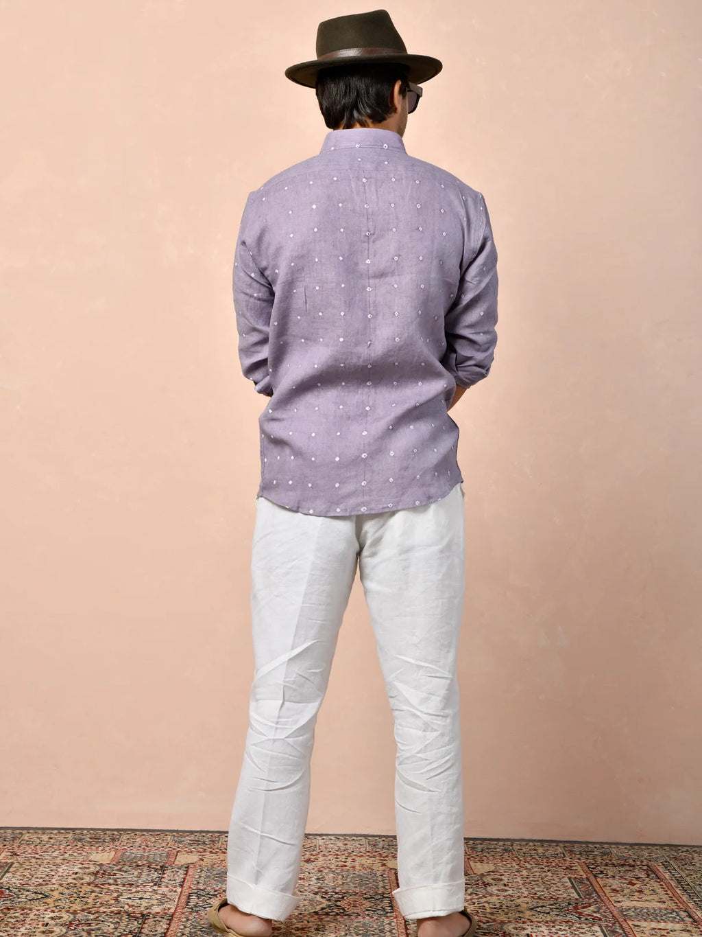 Bandhani Lavender Gray Pure Linen Shirt