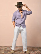 Bandhani Lavender Gray Pure Linen Shirt